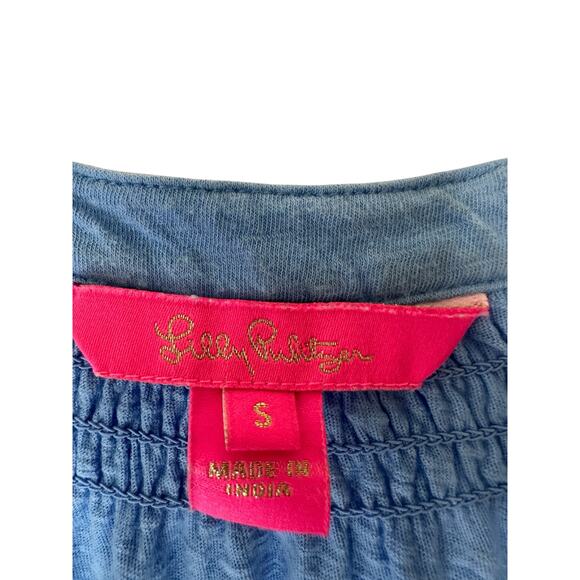 Lilly Pulitzer Blue Casual Basic Cotton Essie Sleeveless Tank Top Size Small - Picture 2 of 11